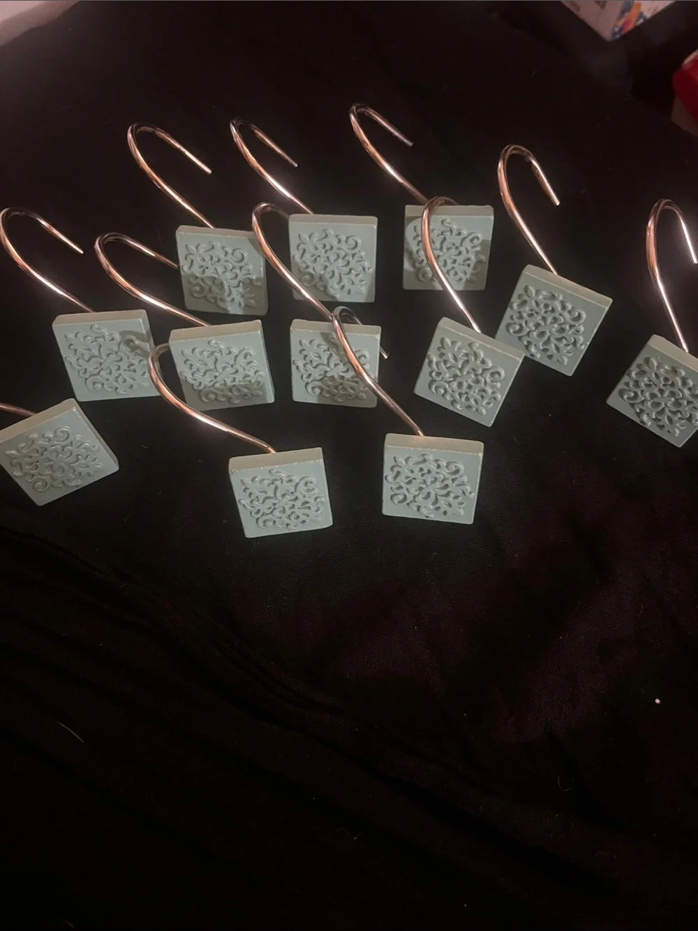 Mint Green Decorative Shower Curtain Hooks - Set of 12 #223